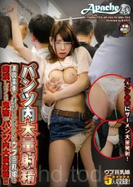 AP-243 Lots of Cum In Her Panties – A Pure Girl With Big Tits Cant Move On The Crowded Train And Gets Molested All Over, Her Panties Filled With Cum From Rough Sex!!